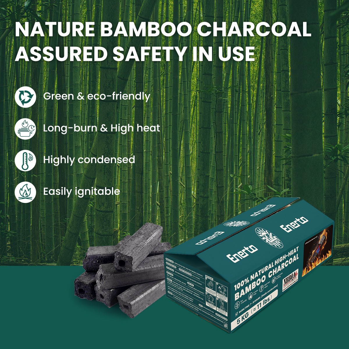 100%natural high-heat bamboo charcoal 5kg（≈11lbs.）